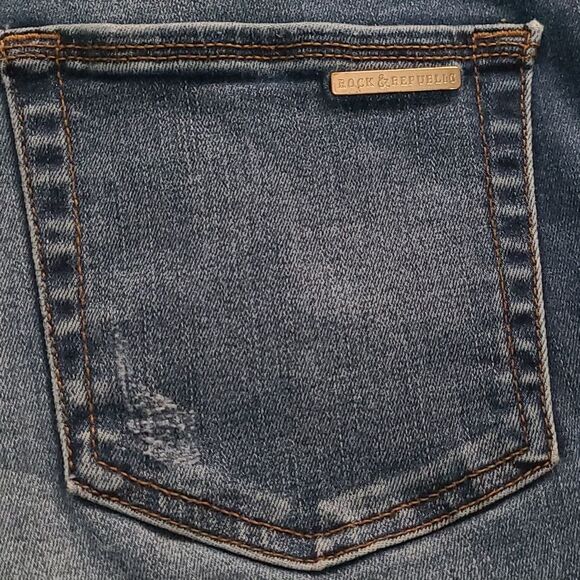 Rock and Republic Women's 10 Dark Wash Denim Distressed Jeans Mid Rise Skinny - Picture 8 of 14